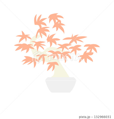 イラスト素材: 紅葉したモミジの盆栽を描いたシンプルなベクターイラスト イラスト素材: 紅葉したモミジの盆栽を描いたシンプルなベクターイラスト 132966031