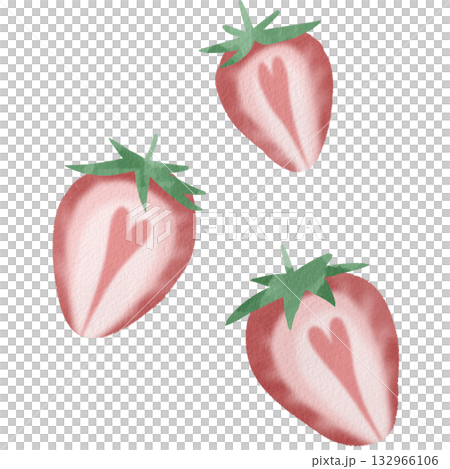 水彩風のかわいいイチゴのイラスト 水彩風のかわいいイチゴのイラスト 132966106