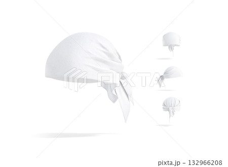 Blank white bandana head wrap mockup, different views Blank white bandana head wrap mockup, different views 132966208