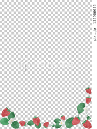 Cute strawberry frame illustration in watercolor style 132966636