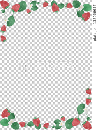 Cute strawberry frame illustration in watercolor style 132966637