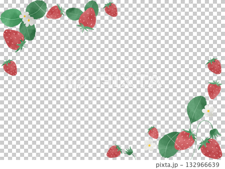 Cute strawberry frame illustration in watercolor style 132966639
