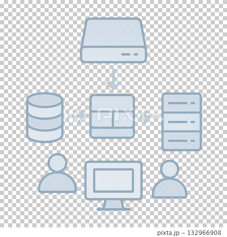 Network diagram connecting cloud servers and terminals, image of data linkage in cloud computing, 132966908