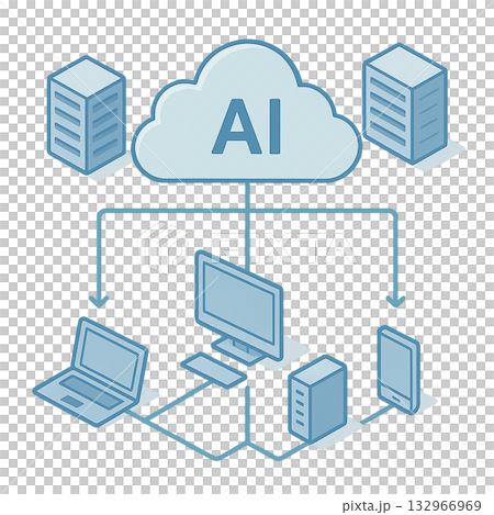 連接雲端伺服器和終端機的網路圖，雲端運算中資料鏈路的圖像 132966969