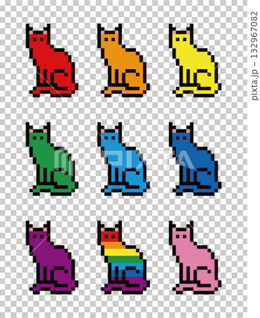Colorful (vivid) cat pixel art Colorful (vivid) cat pixel art 132967082