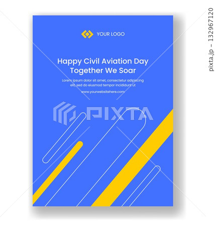 Flat Cartoon Hand Drawn Templates Illustration For International Civil Aviation Day Vertical Poster Design 132967120