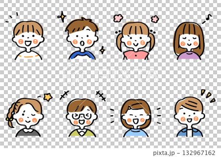 Smiling children upper body illustration set ① 132967162