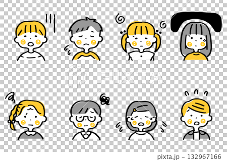 悲傷表情兒童上半身插畫集② 132967166