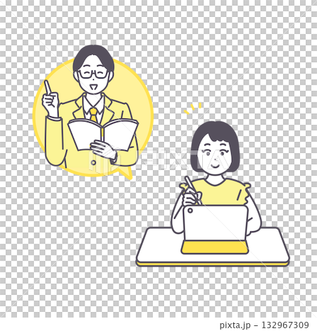タブレットで学習する女の子のイラスト素材 132967309