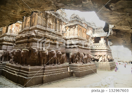 Architecture of the Hindu religious art at the Elora Caves, a UNESCO World Heritage Site, is one of the world's largest collections of rock-cut temples, dating back to 600-1000 AD. Architecture of the Hindu religious art at the Elora Caves, a UNESCO World Heritage Site, is one of the world's largest collections of rock-cut temples, dating back to 600-1000 AD. 132967603