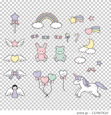 Dreamy, fancy, girly illustration set Dreamy, fancy, girly illustration set 132967620