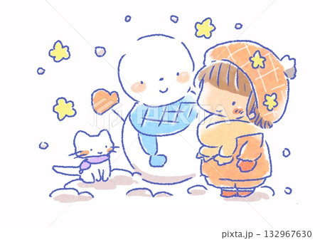 雪だるまさんと女の子 雪だるまさんと女の子 132967630