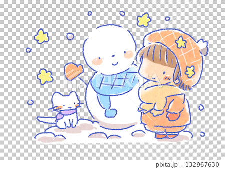 雪人和女孩 132967630