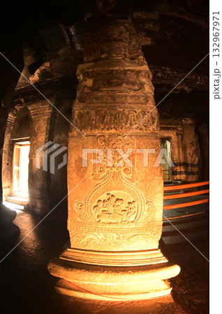 The religious sites and art at the Elora Caves,a UNESCO World Heritage Site,are one of the world's largest collections of rock-cut temples, dating back to 600-1000 AD. Located at Aurangabud in India. 132967971