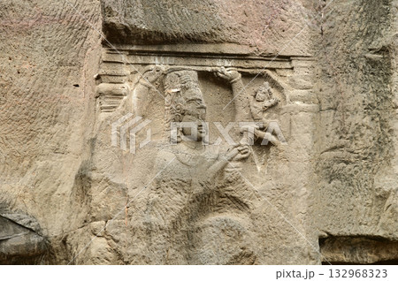 Ellora Caves, Ancient Hindu Rock Temples Ancient Hindu temples (Kailash Mandir and the chariot built to worship Lord Shiva) carved out of solid rock. Cave 16, Ellora Caves, near Aurangabad, India. Ellora Caves, Ancient Hindu Rock Temples Ancient Hindu temples (Kailash Mandir and the chariot built to worship Lord Shiva) carved out of solid rock. Cave 16, Ellora Caves, near Aurangabad, India. 132968323