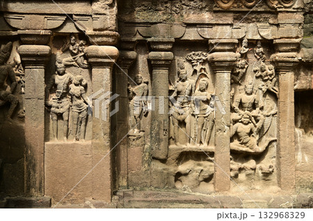 Ellora Caves, Ancient Hindu Rock Temples Ancient Hindu temples (Kailash Mandir and the chariot built to worship Lord Shiva) carved out of solid rock. Cave 16, Ellora Caves, near Aurangabad, India. Ellora Caves, Ancient Hindu Rock Temples Ancient Hindu temples (Kailash Mandir and the chariot built to worship Lord Shiva) carved out of solid rock. Cave 16, Ellora Caves, near Aurangabad, India. 132968329