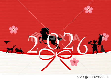 午 年賀状 干支 背景 午 年賀状 干支 背景 132968604