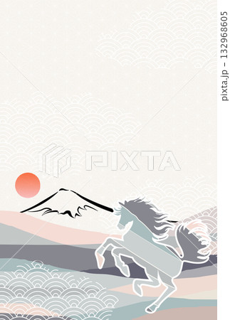 午　年賀状　干支　背景 132968605