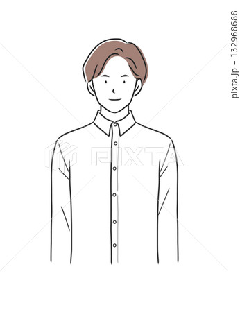 長袖シャツを着た正面を向いた男性のイラスト素材 132968688