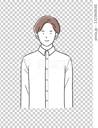 長袖シャツを着た正面を向いた男性のイラスト素材 132968688