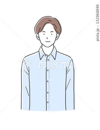 長袖シャツを着た正面を向いた男性のイラスト素材 長袖シャツを着た正面を向いた男性のイラスト素材 132968690