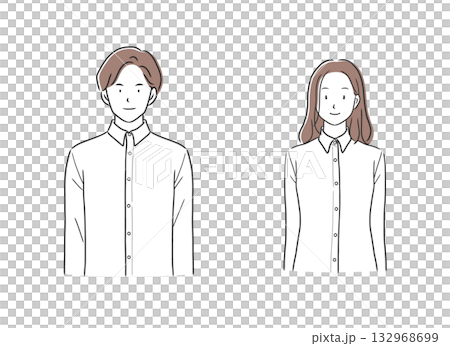 長袖シャツを着た男性と女性のイラストセット 132968699