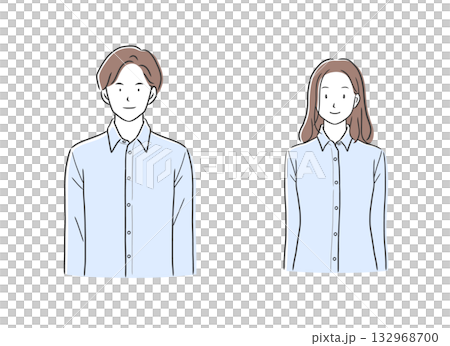 長袖シャツを着た男性と女性のイラストセット 132968700