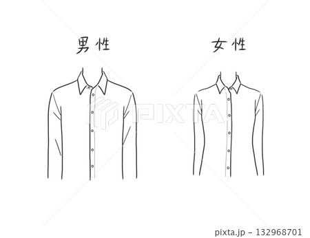 メンズとレディースのYシャツのイラストセット 132968701