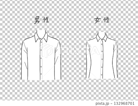 メンズとレディースのYシャツのイラストセット 132968701