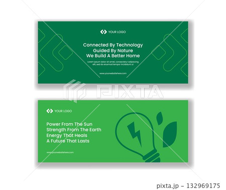 Flat Cartoon Eco Friendly Smart Home Hand Drawn Templates Illustration for Horizontal Banner 132969175
