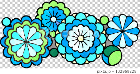 Stained Glass Flower Illustration - Blue Stained Glass Flower Illustration - Blue 132969229