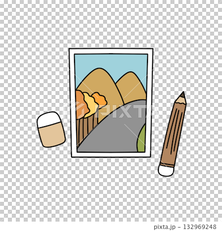 A picture of a mountain range is on a white background A picture of a mountain range is on a white background 132969248