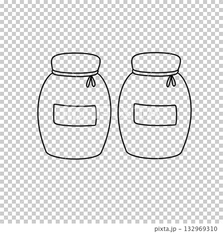Two jars with lids on a white background Two jars with lids on a white background 132969310