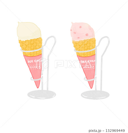 グラスに入ったアイスクリームのイラスト 132969449