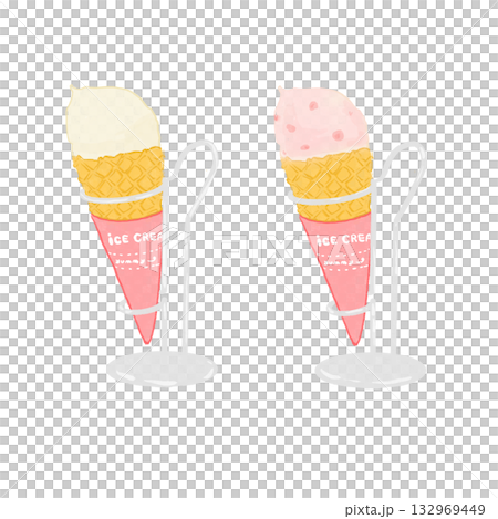 グラスに入ったアイスクリームのイラスト 132969449