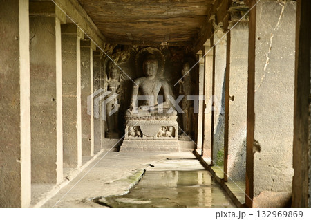 The religious sites and art at the Elora Caves,a UNESCO World Heritage Site,are one of the world's largest collections of rock-cut temples, dating back to 600-1000 AD. Located at Aurangabud in India. The religious sites and art at the Elora Caves,a UNESCO World Heritage Site,are one of the world's largest collections of rock-cut temples, dating back to 600-1000 AD. Located at Aurangabud in India. 132969869
