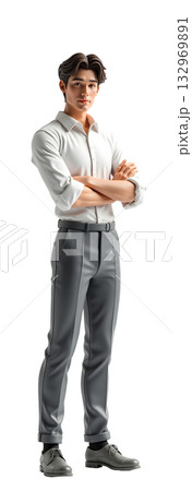 腕組みをして立っているビジネスマン男性のイラスト 全身正面 透過素材 腕組みをして立っているビジネスマン男性のイラスト 全身正面 透過素材 132969891