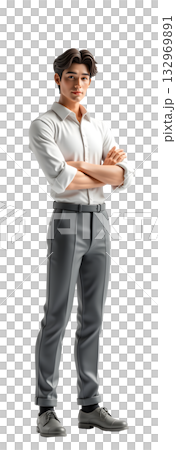 腕組みをして立っているビジネスマン男性のイラスト 全身正面 透過素材 腕組みをして立っているビジネスマン男性のイラスト 全身正面 透過素材 132969891