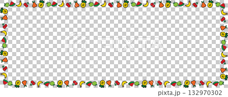 Boarder Line Simple Cartoon Fruits Collection for Design and Education 132970302
