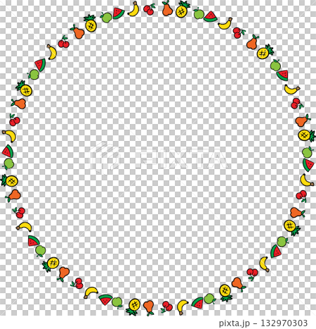 Boarder Line Simple Cartoon Fruits Collection for Design and Education 132970303