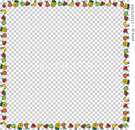 Boarder Line Simple Cartoon Fruits Collection for Design and Education 132970304