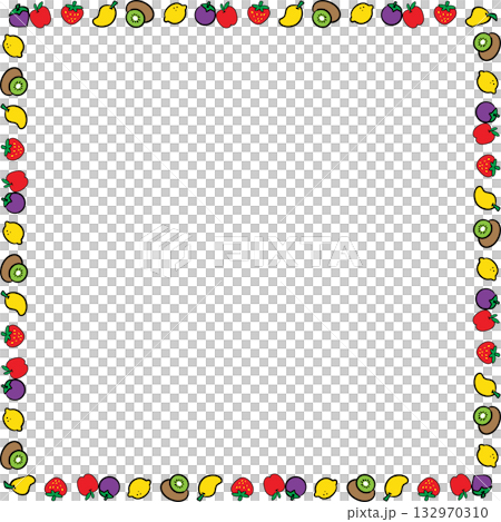 Boarder Line Simple Cartoon Fruits Collection for Design and Education 132970310
