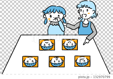 表情カードを見て選ぶ子ども/教育・療育現場に使える手描き風イラスト 表情カードを見て選ぶ子ども/教育・療育現場に使える手描き風イラスト 132970799