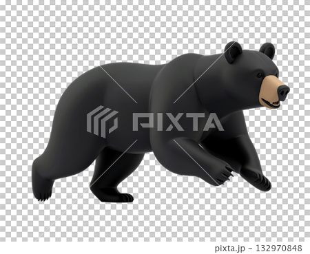 黑熊的3D插圖 黑熊的3D插圖 132970848