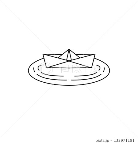 A boat is floating on a body of water A boat is floating on a body of water 132971181