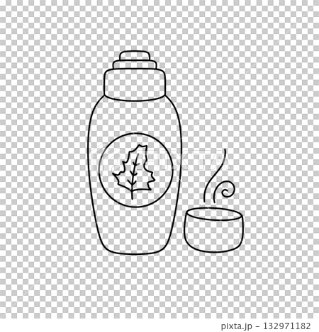 A bottle of lotion with a leaf on it A bottle of lotion with a leaf on it 132971182