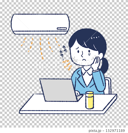 暖房の風で肌が乾燥する女性 132971189