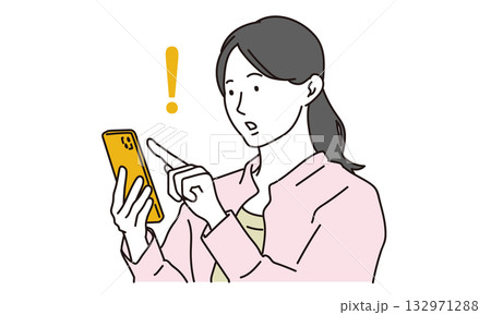 スマホで情報を発見する若い女性のイラスト素材 132971288