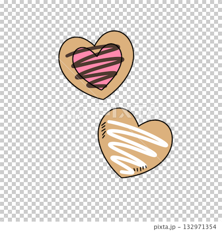 Two hearts with chocolate and pink icing Two hearts with chocolate and pink icing 132971354