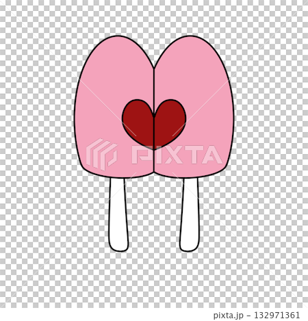 Two ice cream sticks with hearts on them 132971361